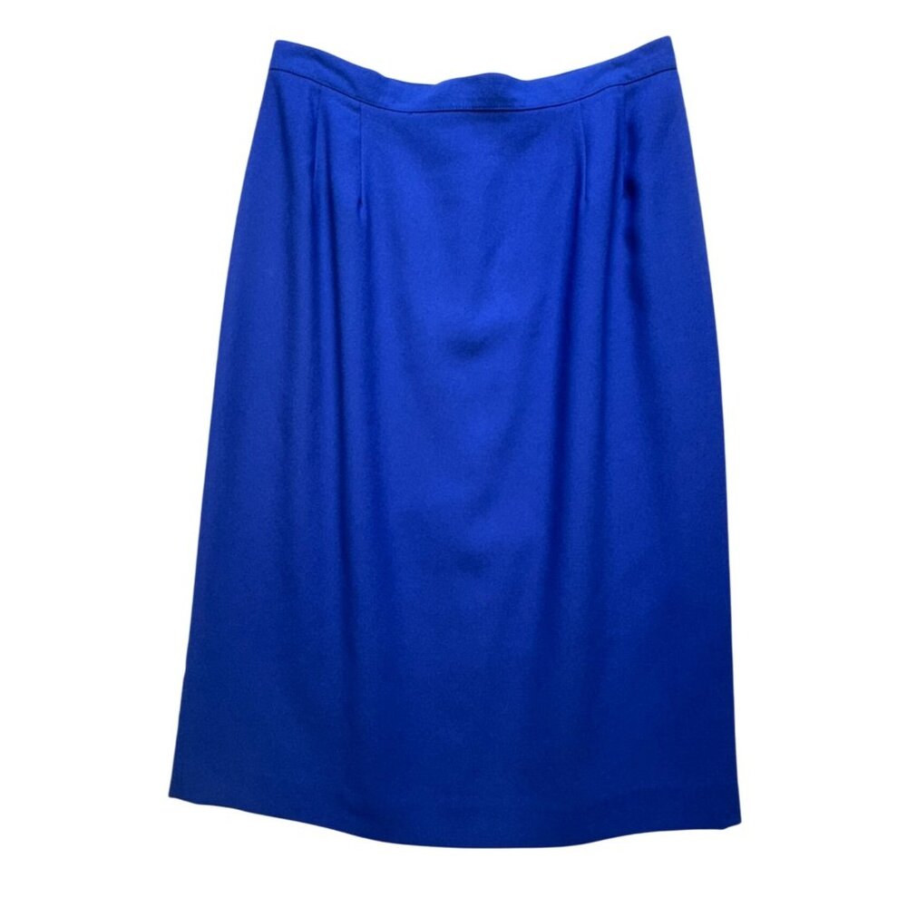 Vintage Womens Formal Straight Pencil Skirt Size 12 Blue Officewear Preppy